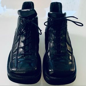 BUNKER Shoes Black Leather Lace Up Mid Boot 1.75” Lift Men Size 7.5 - 8 / EU 41